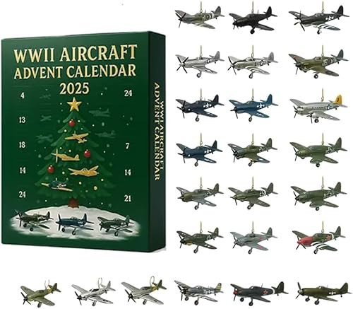 Calendario De Adviento De Aviones De La Segunda Guerra Mundial, 24 Mini Aviones De Combate Icónicos,Calendario De Cuenta Regresiva De Adviento De Navidad De 24 Días Con 24 Aviones En Caja
