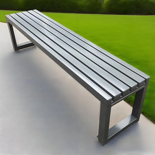Outdoor Metall Gartenbank 2-Sitzer Wetterbeständig Terrassenstuhl Camping Terrassensofa Balkonmöbel Langlebig 150cm Grau Bank für Garten & Terrasse