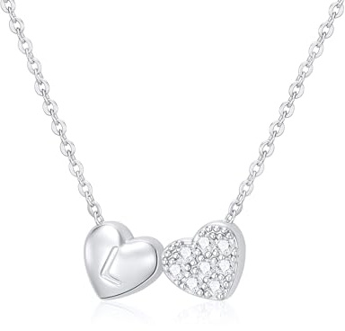Halora Herz Buchstaben Halskette Damen 925 Silber Namenskette Initialen A-Z Kette mit Buchstaben Anhänger Personalisierte Kette Geschenk Schmuck Für Frauen Mädchen Freundin