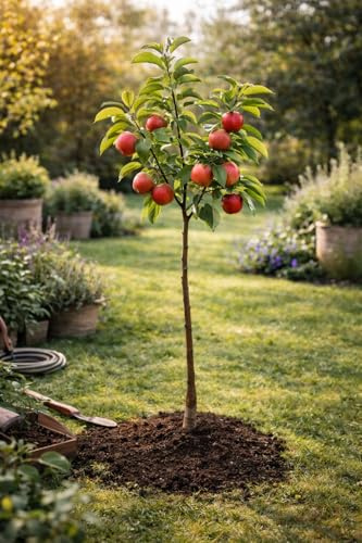 Äppelträd röd kock 100–140 cm – Malus domestica, röd höstäpple, söt och aromatisk, hållbar och vinterhård, perfekt för trädgård och ströfrukt