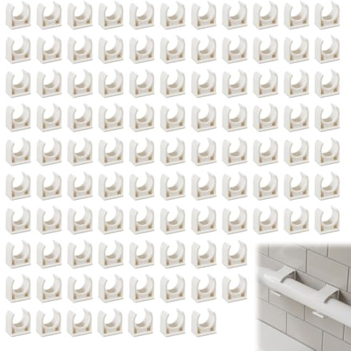 100 Pièces Clips de Tuyau en Plastique Blanc pour Tuyau en PVC 16 mm, Clips pour La Plomberie et La Tuyauterie, Utiisation Facile pour Installation Domestique et Industrielle, Sans Vis