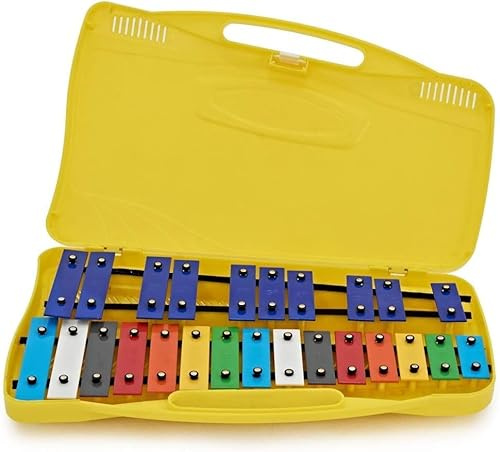 JM FOREST Xilófono SG25YW Metalófono 25 Notas Cromático con Estuche y Baquetas – Glockenspiel Profesional de Aluminio, Instrumento Musical Educativo Jovenes y Adultos, Sonido Claro y Afinación Preciso