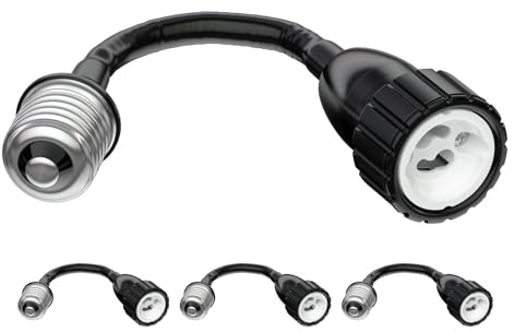ledscom.de 4x E27 Schwanenhals-Verlängerung ELEKTRA auf GU10, schwarz
