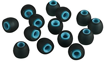 Xcessor (L 7 Pairs (14 Pieces) of Silicone Replacement In Ear Earphone Large Size Earbuds. Replacement Ear Tips for Popular In-Ear Headphones. Black/Blue