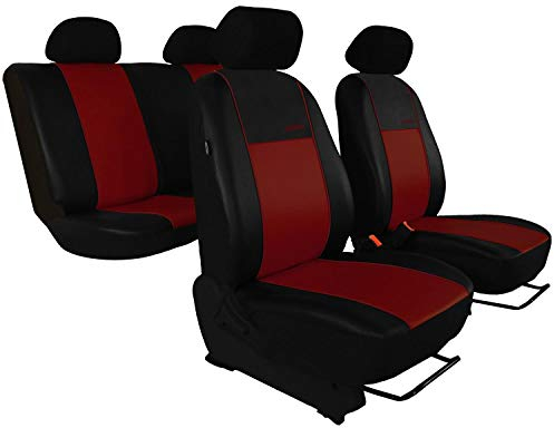 saferide | Maß Autositzbezüge Dunkel Rot Set Komplettset 5-Sitze Sitzbezüge Sitzbezug Schonbezug Schonbezüge Autoschonbezug Autositzbezug Sitzauflagen Sitzschutz Gallante Premium
