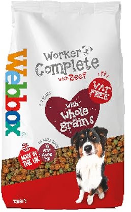 Webbox Worker Complete Dry Dog Food (Adult), Beef - Wholegrains for Slow Release Energy, No Artificial Flavours or Preservatives, Made in the UK (15kg Bag)