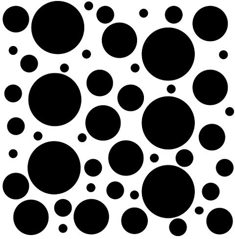 Set of 100 (Black) Vinyl Wall Decals - Assorted Polka Dots Stickers - Removable Adhesive Safe on Smooth or Textured Walls Round Circles Bathroom Kids Room Nursery Decor