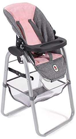 Bayer Chic 2000 - Puppenhochstuhl, Hochstuhl für Puppen, Puppenmöbel, Puppenzubehör, Melange grau, rosa