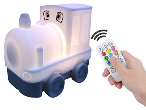 Tekemai Kids Night Light, USB Rechargeable, 9 Color-Changing, Eye-Caring, Remote & Touch Control, Adjustable Brightness, Girl & Boy Gift - Train