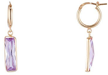 Córdoba Jewels | Pendientes en Plata de ley 925 bañada en oro con diseño Arito Rectangle Lila Gold