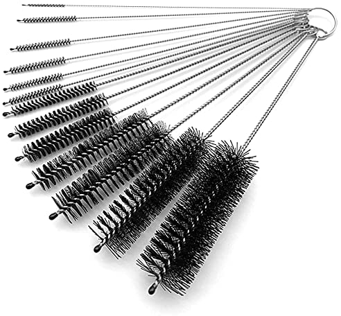 13 Stück 21cm Reinigungsbürsten Flaschenbürste Edelstahl Nylon Schlauchbürste Set für Filter, Teekanne, Strohhalme (Schwarz)