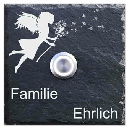 Tomtec Türklingel Schiefer Haustürklingel Klingelplatte Schiefer Klingelschild Design Tomtec 100x100mm