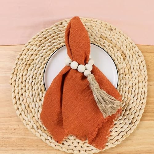 VIXDA 10 pièces 42x42cm Serviettes de Mariage en Gaze de Coton, Table à dîner décor Rustique torchons en Mousseline, décoration de Table en étamine en Coton rétro Orange
