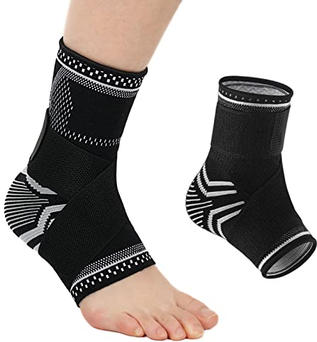 MILAIUN Sprunggelenkbandage 2 Stück, Verstellbare Knöchelbandage für Damen Herren, Bandage Fußgelenk für Stabilisierung & Schutz, Achillessehne, Plantarfasziitis (XL, Schwarz)