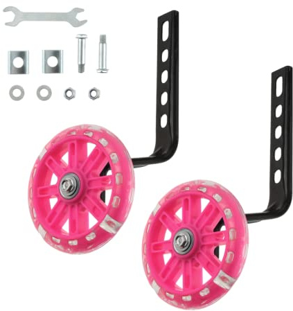 Universal Stützräder für Fahrrad, Stützräder für 12 14 16 18 20 Zoll Fahrrad, Bike Training Räder, Sicherheitsstützräder (1 Paar, Rosa)