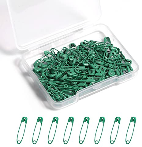 120 Stück Farbige Sicherheitsnadeln, 19mm Vernickelter Edelstahl Verschiedene Sicherheitsnadeln Klein Safety Pins für Kleidung DIY Kunsthandwerk Schmuckherstellung Dunkelgrün für Weihnachten