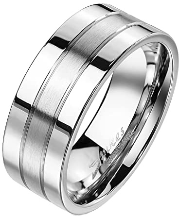 Mianova Herren Damen Ring Edelstahl Silber Fingerring gebürstet zweitönig