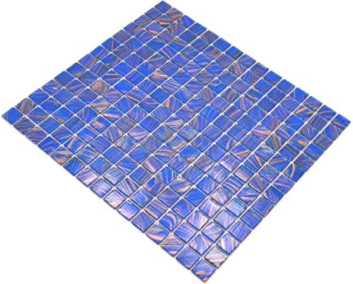Mosaik blau Glasmosaik Mosaikfliese Fliesen Glas glänzend Quadrat Wand Boden Küche Bad Dusche