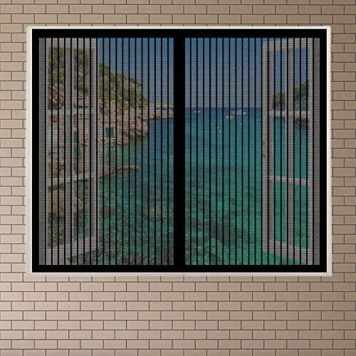 Insektenschutz Fenster Fliegengitter 55 x 120 cm Mückengitter Insektennetz Fenster-Fliegengitter Ohne Bohren für Dachfenster mit Reißverschluss, Schwarz
