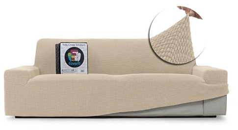 FAVERTI® Super elastischer Sofabezug für 2-Sitzer von 140 bis 180 cm | Modell Novelle | Beige | Universalbezug, ideal für Jede Form von Sofas, hochwertiger Jacquard-Stoff, Baumwollgefühl