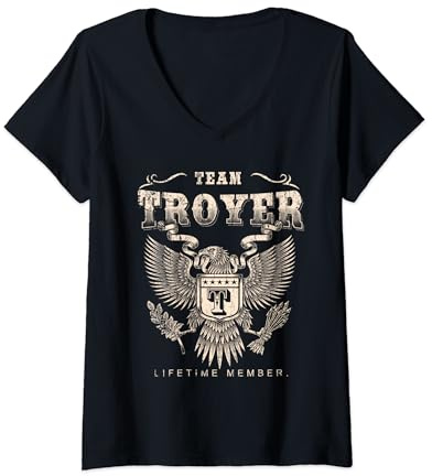 Womens Team Troyer Lifetime Member Last Name V-Neck T-Shirt