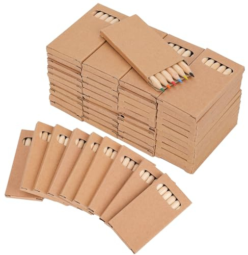 50 Boxes Mini Drawing Colored Pencils, 3.5 Inch 6 Colors Coloring Wooden Pre-Sharpened Log Pencils for Painting Writing Supplies for Paint