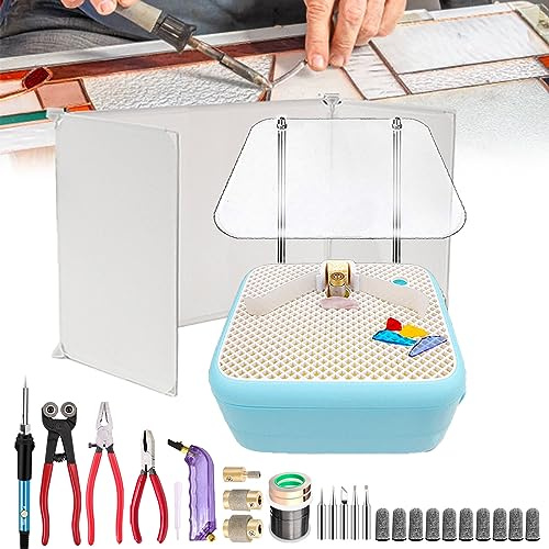 Kit Per Vetro Colorato, Set Professionale Di Strumenti Di Avvio Per Vetro Colorato Da 14 Pezzi, Include Smerigliatrice Per Vetro Da Tavolo, Kit Di Strumenti Per Tagliavetro, Kit Per Saldatore E Mate