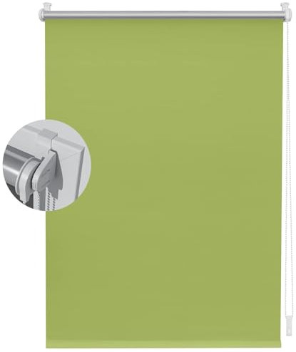 Rollo für Fenster Ohne Bohren 30 x 100 cm Einfache Installation Easyfix, Fensterrollo Klemmrollo Seitenzugrollo Flexibler Seitenzug Easyfix Rollo für Fenster & Tür, Zart Grün