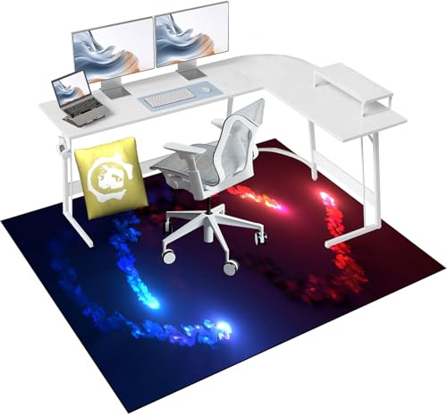 Qesjodfu Gaming Stuhl Unterlage, Bodenschutzmatte Bürostuhl, Schreibtischstuhl Unterlage für Laminat, Bürostuhl Teppich Unterlage, Bürostuhl Unterlage für Stühle Hohe Dichte Anti-Silp 120 x 140 cm