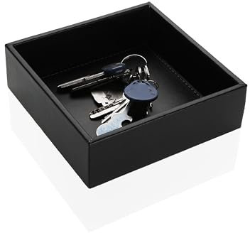 DAMDAM GO Bandeja Organizador Para Accesorios, Vaciabolsillos Para Llaves, Almacenamiento Aparador Organizador, Teléfono, Moneda, Joyería y Mesa de Noche (Negro)