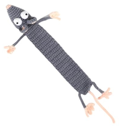 QishGO Häkeltier-Lesezeichen, handgefertigt, gestrickt, Lesezeichen, Weihnachtsstrumpffüller, Lesen für Studenten, Buchliebhaber, Maus