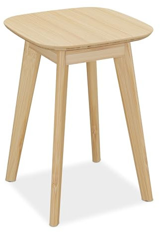 Relaxdays Sgabello in bambù per Cucina, Bagno e Salotto, HxLxP: 46 x 33 x 33 cm, Sgabellino per Piante, Colore Naturale