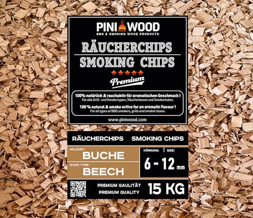 PINI Trucioli per affumicatura in faggio, 15 kg, 6 – 12 mm