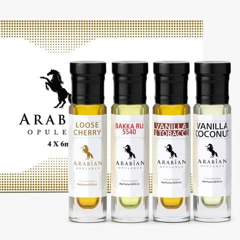 Arabian Opulence Unisex luxury perfume set – perfume set for women & men | fragrance sets man | perfume gift set Vanilla Coconut, Tobacco & Vanilla, Loose Cherry & Bakka Ru 5540