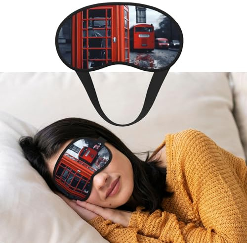 Augenmaske zum Schlafen, atmungsaktiv, lichtblockierend, Schlafmaske, England, Großbritannien, Retro, London, Telefon, Nacht, Augenbinde, weich, bequem, Nacht-Augenschutz, für Damen und Herren
