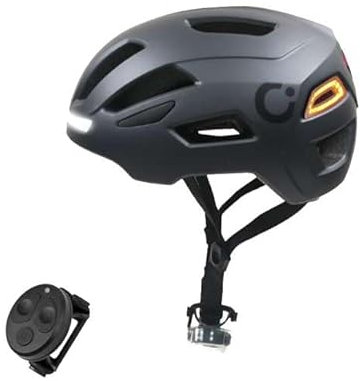 Cecotec Urbaner Helm für Fahrrad und Roller, Größe L-XL, verstellbar, BrainGuard Flash S-M. Mit Blinker und Bluetooth-Rücklicht, Frontlicht, leicht, USB-C-Ladung, optimierte Belüftung, Grau