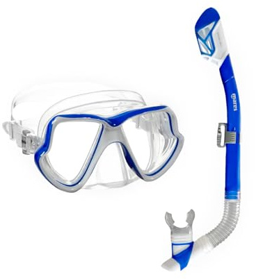Mares Wahoo Trockenschnorchelset für Erwachsene, Doppellinsen-Maske, Anti-Leck-Schnorchel mit flexiblem Schlauch und ergonomischem Mundstück