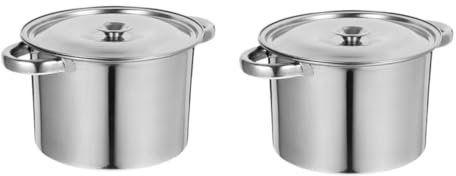 2 Piezas de ollas soperas de ánfora, ollas soperas de Cocina, sartén de Acero Inoxidable, ollas de Cocina con Tapa, Cubo de Aceite, Cubo de Avena, Acero Inoxidable Plateado