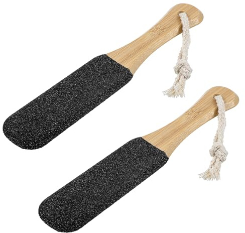 Oruola Pediküre-Fußfeile, Premium-Bimsstein für Füße, 22 cm Fuß-Bimsstein-Peeling, Fußreibe, Hornhautentferner, professioneller Entferner für abgestorbene Haut, Schwarz, 2 Stück