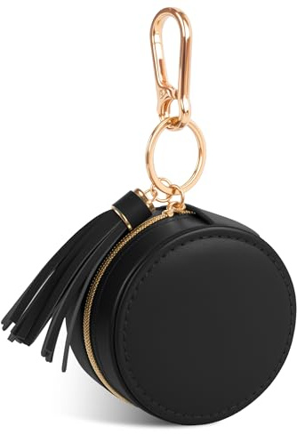 IDIDG Portaanelli portatile con portachiavi, organizer per anelli da viaggio, per gioielli, piccoli gioielli per orecchini e collane (nero)