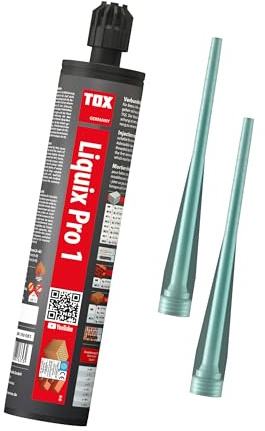 TOX Verbundmörtel Liquix Pro 1 styrolfrei 280 ml (1 Stk.) M, Injektionsmörtel für hohe Lasten bis zu 13,3 Tonnen Gewicht, mit 2x Statikmischer Liquix Mix, 084100081