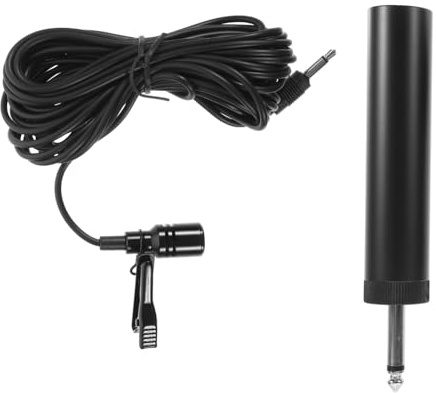 Yardwe Lavalier Microphone Wired Condenser Instrument Mic with 5m Cable, Metal Shockproof Design, Black Colour, 500ma Capacity, Suitable for Saxophone and Musical Instruments,