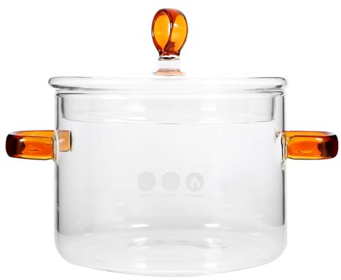 jojofuny Pot à Soupe En Verre Borosilicaté 1,5 l Double Poignée Et Couvercle Jaune, Marmite Transparente Cuisine Au Feu, Cuisson Mijotée Et Préparation De Soupes, Indispensable Ustensile Cuisine