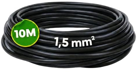 WEBMATEL Cable Eléctrico Flexible 1,5 mm² | Rollo de 10 Metros | Cable Unipolar H07Z1-K Libre de Halógenos | Negro | Sección 1,5 mm² | Hilo Conductor de Cobre |