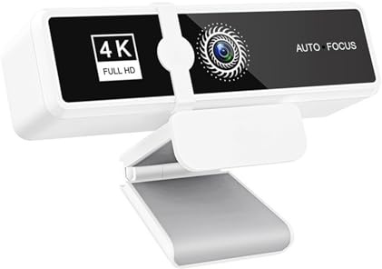 EBAYTV Webcam, Webcam 4K Autofocus 30FPS, caméra d'ordinateur USB 2K/1080P avec Double Microphone intégré et Cache de confidentialité(White-4K)