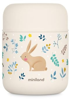 Miniland Contenitore Termico per Alimenti 280 ml in Acciaio Inox, Chiusura Ermetica e Isolamento a Doppia Parete | Rabbit