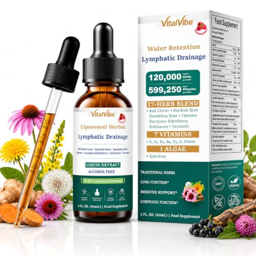 Lymphatic Drainage Supplements Drops - Raspberry Flavor - Vegan - 60 ml