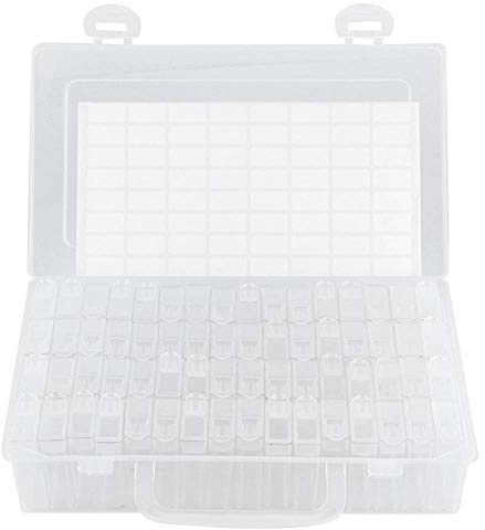 Hapivida 64 Slot Diamonds Broderitillbehör Målarlåda Organizer Case | Sextiofyra oberoende minislots med individuella lock håller diamantpärlor organiserade och säkra