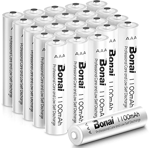 BONAI Akku AAA 1100mAh 24 Stück Wiederaufladbare Batterien hohe Kapazität 1,2V Micro AAA Accu NI-MH Aufladbare Akkubatterien HR03 Rechargeable Battery geringe Selbstentladung