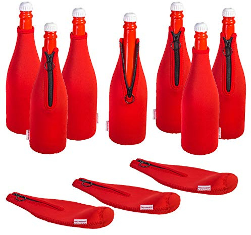 DRESS-YOUR-DRINK Champagne Cooler 0.75 L Neoprene Bottle Cooler Wine Cooler Drinks Cooler Red Set of 10